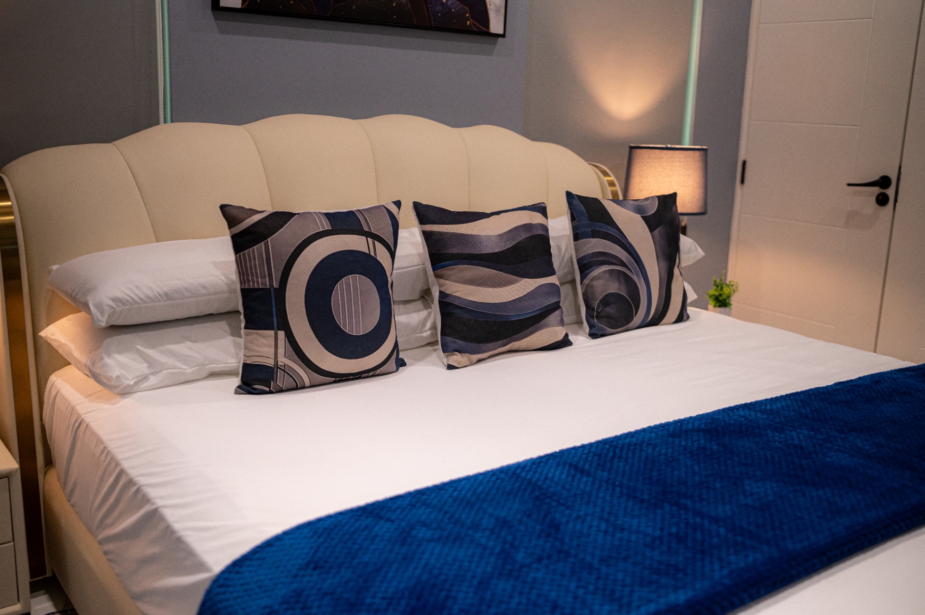 Apartment 2 bedroom detail with decorative pillows